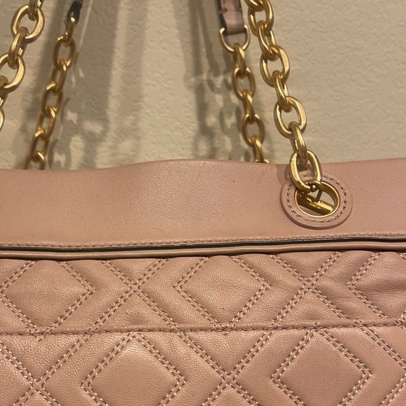 Tory Burch Fleming Triple-Compartment Tote nude pinkish cream color - Picture 7 of 13